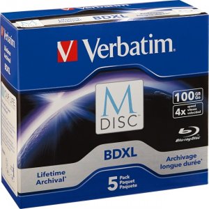 Verbatim 98913 M-disc Bdxl, 100gb, 4x, Branded Surface, 5pk Jewel Case