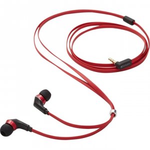 Verbatim 99209 Tangle-free Earphones, Redblack