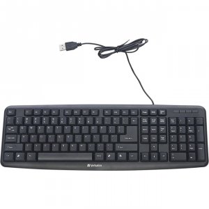 Verbatim 99201 Slimline Corded Usb Keyboard - Black - Cable Connectivi