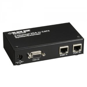 Black AC600A 2 Channel Mini Cat5 Vga Splitter Extende