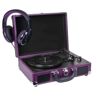 Innovative ITVS-550B-PP 3-speed Vintage Suitcase Turntable Wbuilt-in S