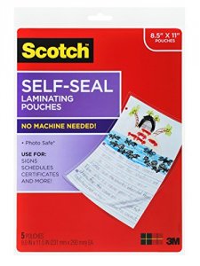 3m LS854-5G Self-sealing Laminating Pouches, Letter