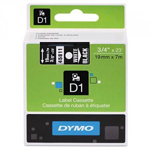 Dymo 45811 D1 Tape, White Print Black Tape, 34in X 23ft