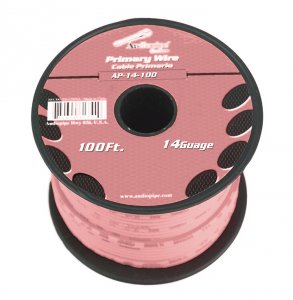 Audiopipe AP14100PK 14 Gauge Pink Primary Electrical Wire - 100ft