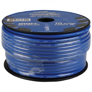 Audiopipe AP10100BL 10 Gauge Blue Primary Wire - 100 Feet Roll