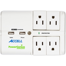 Accell D080B-024K Surge Protector D080b-024k Powergenius Rotating 4-ou