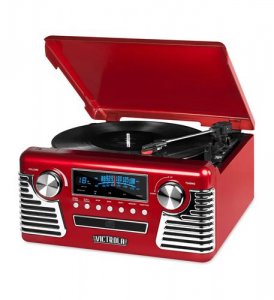 Innovative INN-V50-200-RED Bluetooth Stereo Turntable With Cd