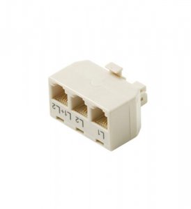 Steren ST-300-324WH 4c 2-line T Junction 3 Jacks In 1 White