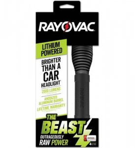 Rayovac RAY-RWP123A-B The Beast 2000 Lumen Cr123a Flashlight