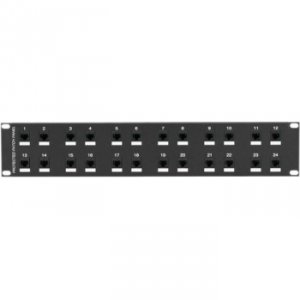 Black JSM114A Cat6 Protected Panel, 24-port, 2u