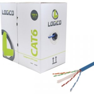 Logico C6EU2603 Cat6 23awg 550mhz Blue 1000ft   Coppercladaluminum 180