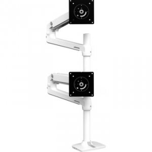 Ergotron 45-509-216 Lx Dual Stacking Arm, Tall Pole, Bright White, Gra