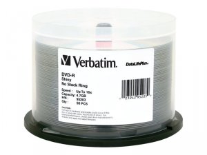 Verbatim 95203 Dvd-r, , 4.7gb, 16x, Datalifeplus Shiny Silver, 50pk Sp