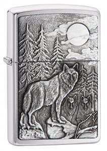 Zippo 20855 Timberwolves Brushed Chrome Emblem Lighter