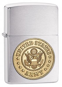 Zippo 280ARM Brushed Chrome Windproof Lighter With Army Emblem