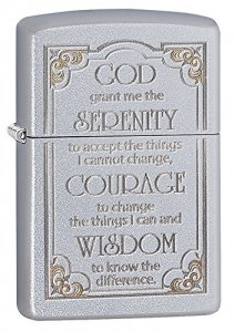 Zippo 28458 Authentic  Serenity Prayer Satin Chrome Lighter