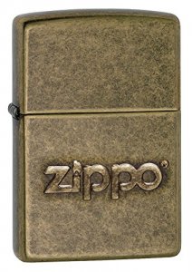 Zippo 28994 Antique Brass Windproof Lighter With Logo