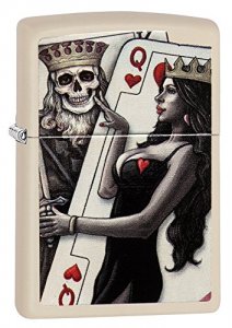 Zippo 29393 Windproof Lighter Skull King Queen Beauty Cream Matte Fini