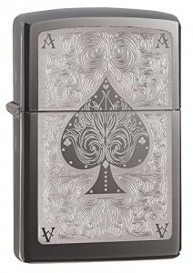 Zippo 28323 Ace Filagree Windproof Lighter - Black Ice Finish