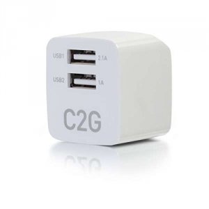 C2g 22322 2-port Usb Wall Charger - Ac To Usb Adapter - 5v 2.1a Output