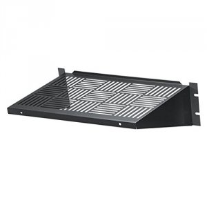 Black RMTS02 Rackmount Vented Fixed Shelf, 35-lb. Cap