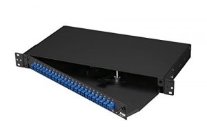 Black JPM385A Rackmount Fiber Panel, 1u, Loaded With (