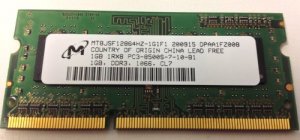 Pc 43R1989 Memory,1gb,sodimm,ddr3-1067,pc3-8500