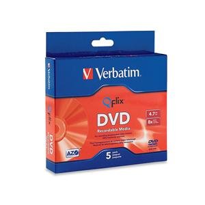 Verbatim 96747 Dvd-r, , 4.7gb, 8x, Qflix Media, 5pk Slim Case, Taa