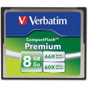 Verbatim 96196 Premium Compactflash Memory Card, , 8gb, 66x, Taa