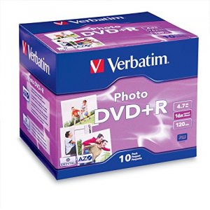 Verbatim 95523 Dvd+r, , 4.7gb, 16x, Photo Grade, 10pk Jewel Case Box