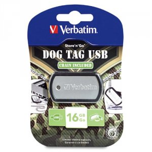 Verbatim 98671 Dog Tag Usb Flash Drive, , 16gb, Black, Taa