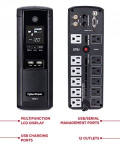 Cyberpower BRG1350AVRLCD 120v 12 5-15r Outlets 6ft Cord 2.1a Usb Rj45 