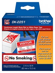 Brother DK2251 - Blackred On White Continuous Length Paper Labels - 2.