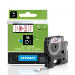 Dymo 45012 , D1 Labeling Tape, 12 X 23' Clear Tape, Red Print