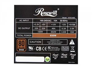 Rosewill HIVE-650S Power Supply Hive-650s 650 Watts Continuous 135mm 1