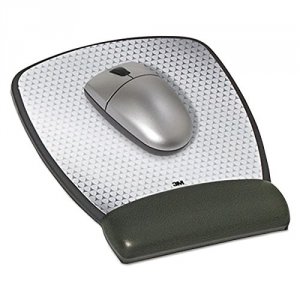 3m MW309LE Gel Mouse Pad Wrist Rest, Antimicrobial Protection, Black, 