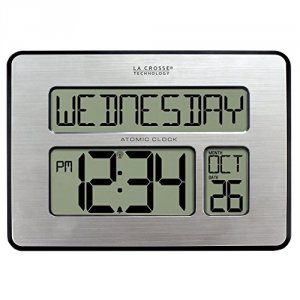 Lacrosse 513-1419BL-INT Atomic Digital Wall Clock       With Indoor Te