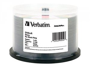 Verbatim 95052 Dvd+r, , 4.7gb, 8x, Datalifeplus Shiny Silver, 50pk Spi