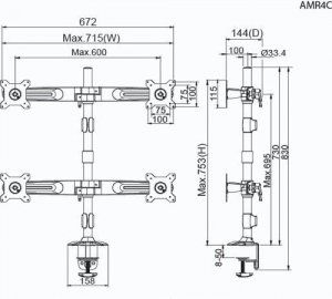 Amer AMR4C Dual Stand Vesa Compatible 32in