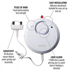 Sabre HSWLA Wired Water Leak Flood Alarm Sensor With 110 Db Siren