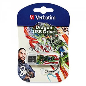 Verbatim 98663 Mini Usb Flash Drive, , 8gb, Tattoo Series - Dragon