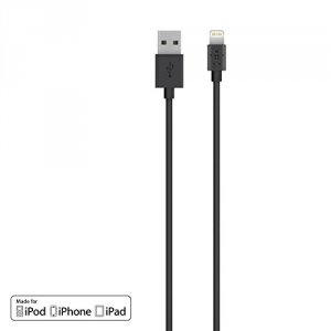 Belkin F8J023BT3M-BLK Synccharge Cable,2.4a,ltg,3m,black