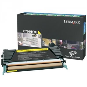 Original Lexmark C736H2YG C736x736x738 Yellow High Yield Toner Cartrid