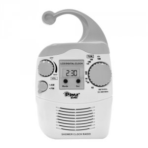 Pyle PSR6 Hanging Waterproof Amfm Shower Clock Radio