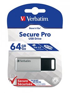 Verbatim 98666 64gb Store 'n' Go Secure Pro Usb 3.0 Flash Drive With A