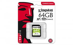 Kingston SDS/64GB Memory  64gb Sd Card Canvas Select 80mbs Read 10mbs 