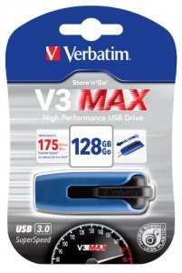 Verbatim 49808 128gb Store 'n' Go V3 Max Usb 3.0 Flash Drive - Blue - 