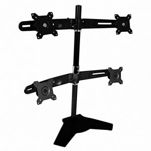 Amer AMR4S+ One Over Three, Quad Monitor Mount Stand Supports Up To 24