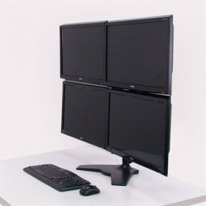 Amer AMR4S+ One Over Three, Quad Monitor Mount Stand Supports Up To 24