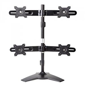 Amer AMR4S+ One Over Three, Quad Monitor Mount Stand Supports Up To 24